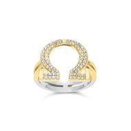 Bague En Argent Doré Omega Serti De Pierres Blanches