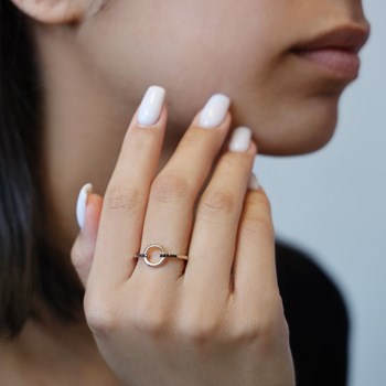Bague Argent Dore Simple Elise Zirconiums Blanc