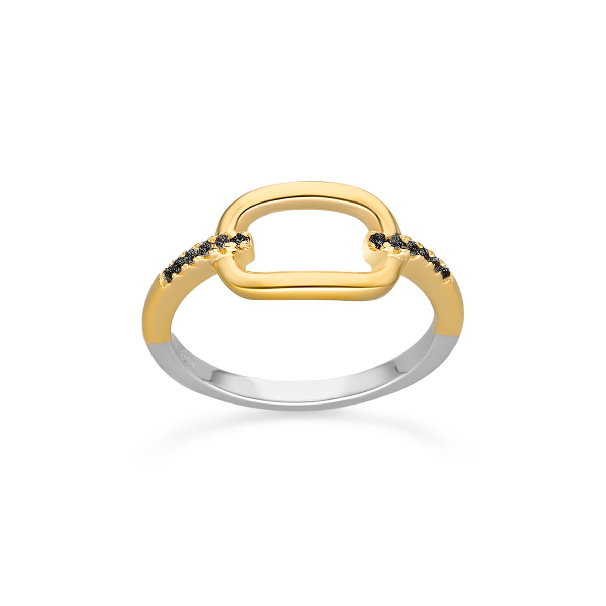 Bague Argent Doré Simple Olga Zirconium Noir