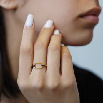 Bague Argent Doré Simple Olga Zirconium Noir