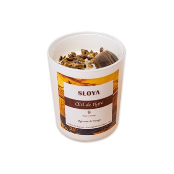Bougie pierres Oeil de Tigre - parfum Agrume et Sauge