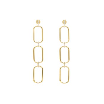 Boucles D'oreilles Trois Anneaux Argent Doré Olga Sertie Zirconium Blanc