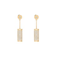 Boucles D'oreilles En Argent Doré Rouleau Serti De Zirconium Blanc