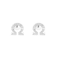 Boucles D'oreilles En Argent Oméga Serti De Zirconium Blanc