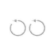 Boucles D'oreilles En Argent Créoles Tubes Torsadés Petit Modèle Argenté Diamètre 25mm