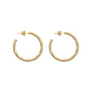 Boucles D'oreilles En Argent Créoles Tubes Torsadés Moyen Modèle Doré Diamètre 38mm