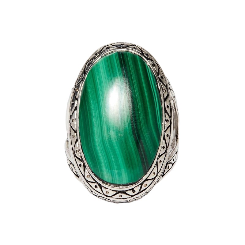 Bague 'Zafiro' Malachite 15,70ct et Argent Massif 925/1000