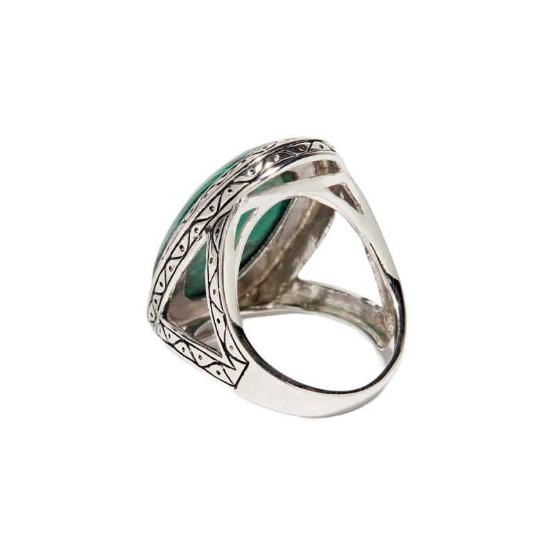 Bague 'Zafiro' Malachite 15,70ct et Argent Massif 925/1000 - vue 3