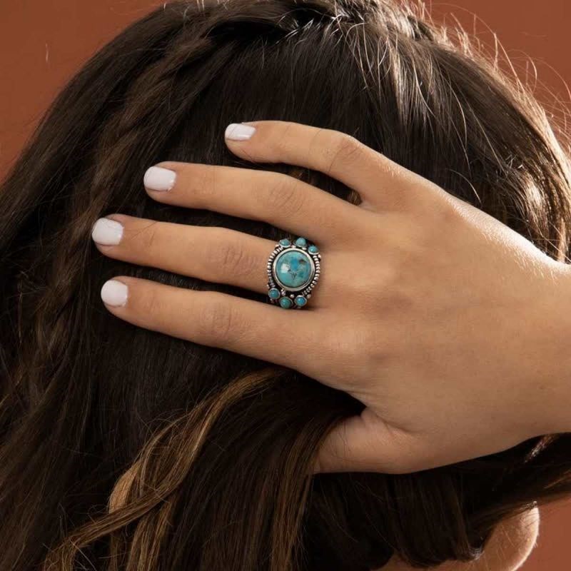 Bague 'Cihuateteo Turquoise' Argent 925 - vue 2