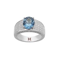 Bague ELISABETH en Argent avec pierre synthétique bleu topaze