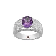 Bague ELISABETH en Argent avec pierre synthétique mauve amethyste