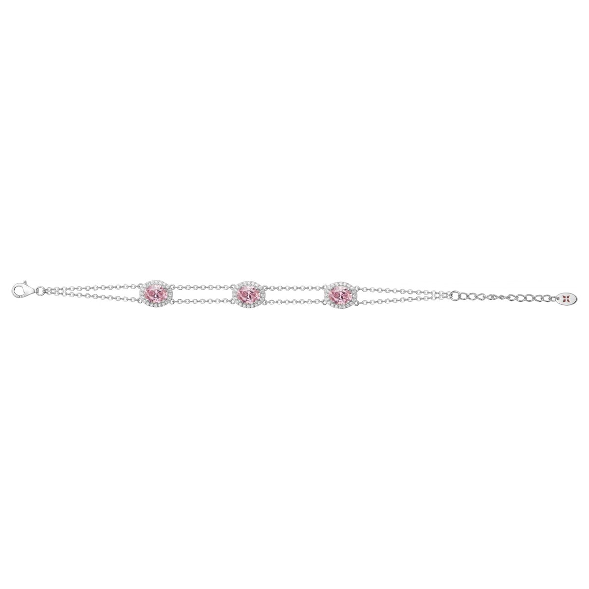 Bracelet souple VICTORIA en Argent avec pierre synthétique rose