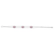 Bracelet souple Victoria en Argent avec oxyde de zirconium rose