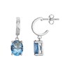 Boucles d'oreilles pendantes Elisabeth en Argent avec oxyde de zirconium bleu topaze - vue V1