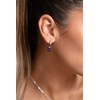 Boucles d'oreilles pendantes Elisabeth en Argent avec oxyde de zirconium mauve amethyste - vue V2