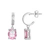 Boucles d'oreilles pendantes Elisabeth en Argent avec oxyde de zirconium rose - vue V1