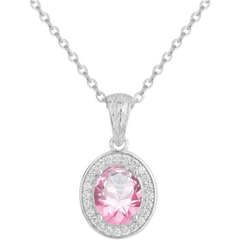 Victoria ketting met één patroon in zilver met roze zirkoonoxide