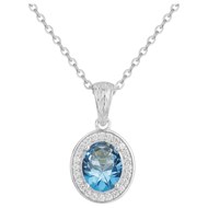 Collier mono-motif Victoria en Argent avec oxyde de zirconium bleu topaze