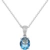 Collier mono-motif Elisabeth en Argent avec oxyde de zirconium bleu topaze - vue V1