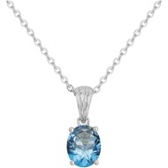 Collier mono-motif Elisabeth en Argent avec oxyde de zirconium bleu topaze
