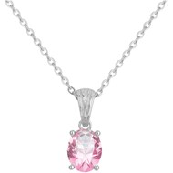 Collier mono-motif Elisabeth en Argent avec oxyde de zirconium rose