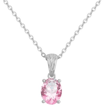 Elizabeth ketting met één patroon in zilver met roze zirkoonoxide
