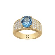 Bague ELISABETH en Plaqué Or avec oxyde de zirconium bleu topaze