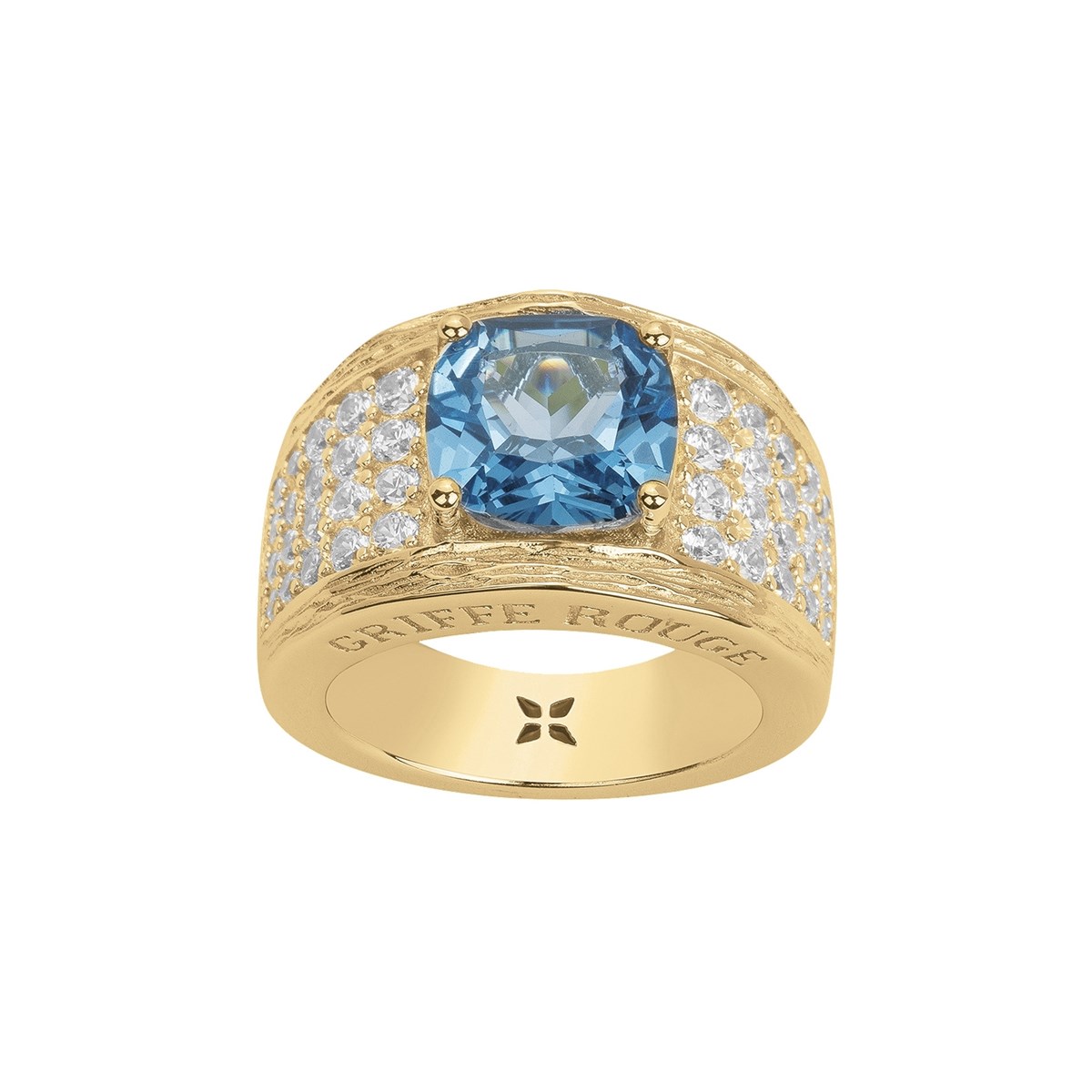 Bague MARGARET en Plaqué Or avec oxyde de zirconium bleu topaze