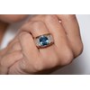 Bague MARGARET en Plaqué Or avec oxyde de zirconium bleu topaze - vue V2