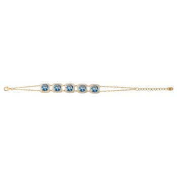 Vergulde Margaret armband met topaasblauw zirkoniumoxide