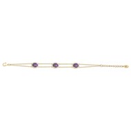 Bracelet souple VICTORIA en Plaqué Or avec oxyde de zirconium mauve amethyste