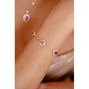 Vergulde Victoria Zachte Armband met Amethist Paars Zirkoonoxide