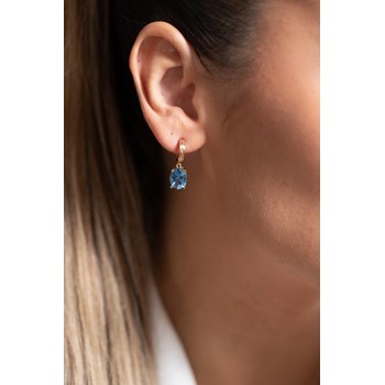 Boucles d'oreilles pendantes Elisabeth en Plaqué Or avec oxyde de zirconium bleu topaze