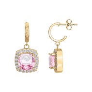 Boucles d'oreilles pendantes MARGARET en Plaqué Or avec oxyde de zirconium rose