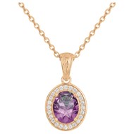 Collier mono-motif VICTORIA en Plaqué Or avec oxyde de zirconium mauve amethyste