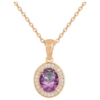 Victoria verguld enkel patroon ketting met amethist paars zirkoniumoxide