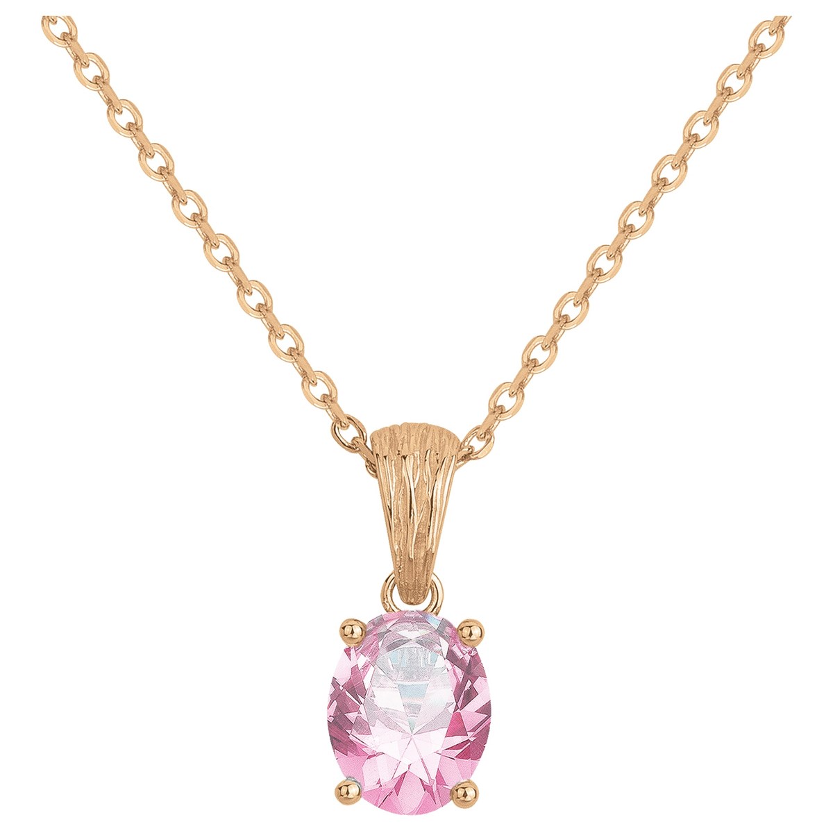 Collier mono-motif ELISABETH en Plaqué Or avec oxyde de zirconium rose