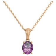 Collier mono-motif ELISABETH en Plaqué Or avec oxyde de zirconium mauve amethyste