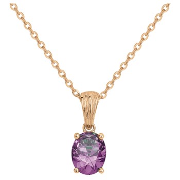 Elisabeth verguld enkelvoudig patroon ketting met amethist mauve zirkoonoxide