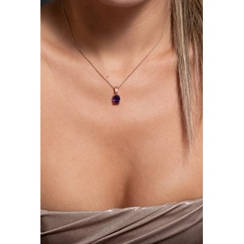 Elisabeth verguld enkelvoudig patroon ketting met amethist mauve zirkoonoxide