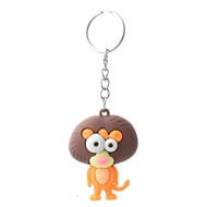 Porte-clés lion rigolo orange et marron en 3D