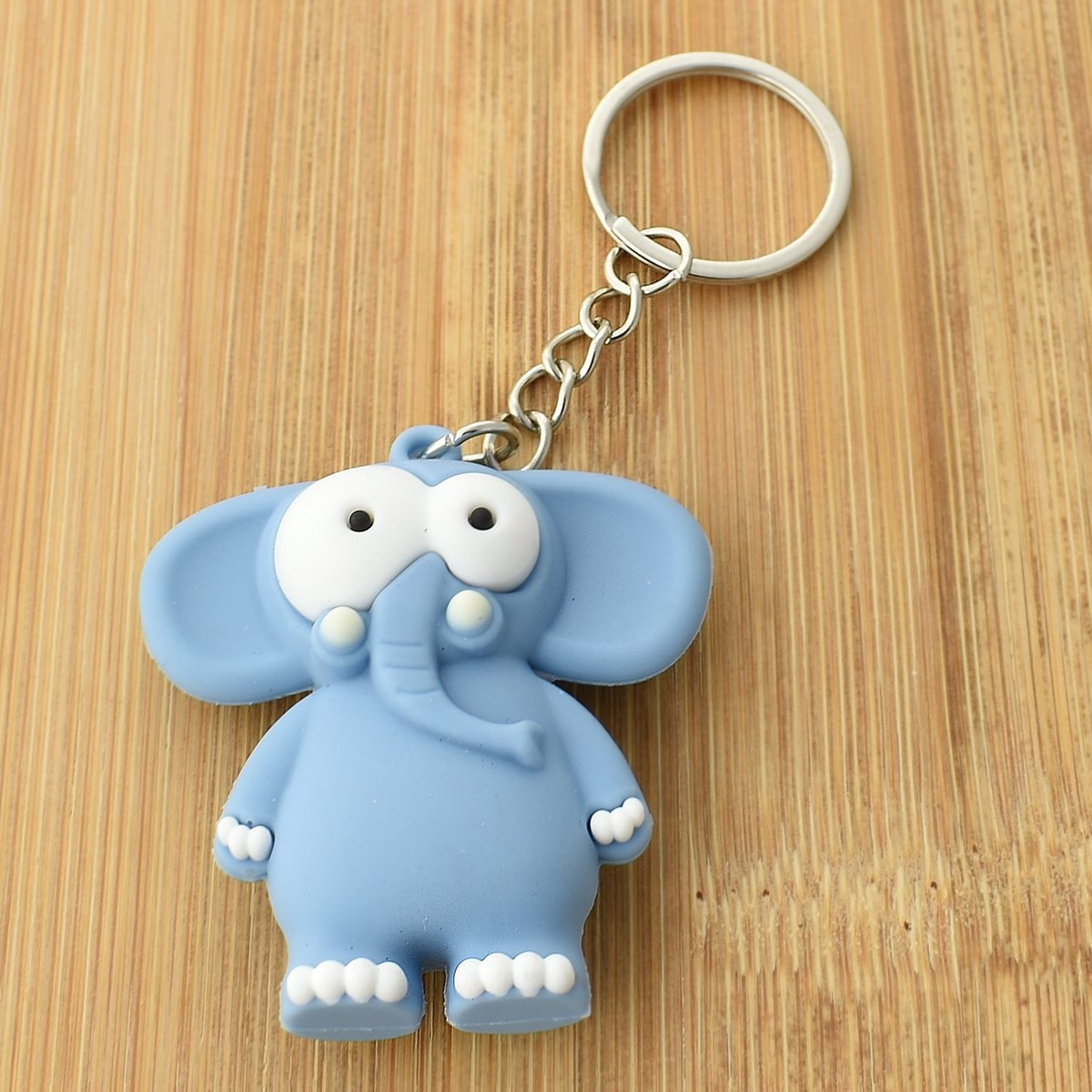 Porte-clés éléphant rigolo bleu en 3D - vue 2