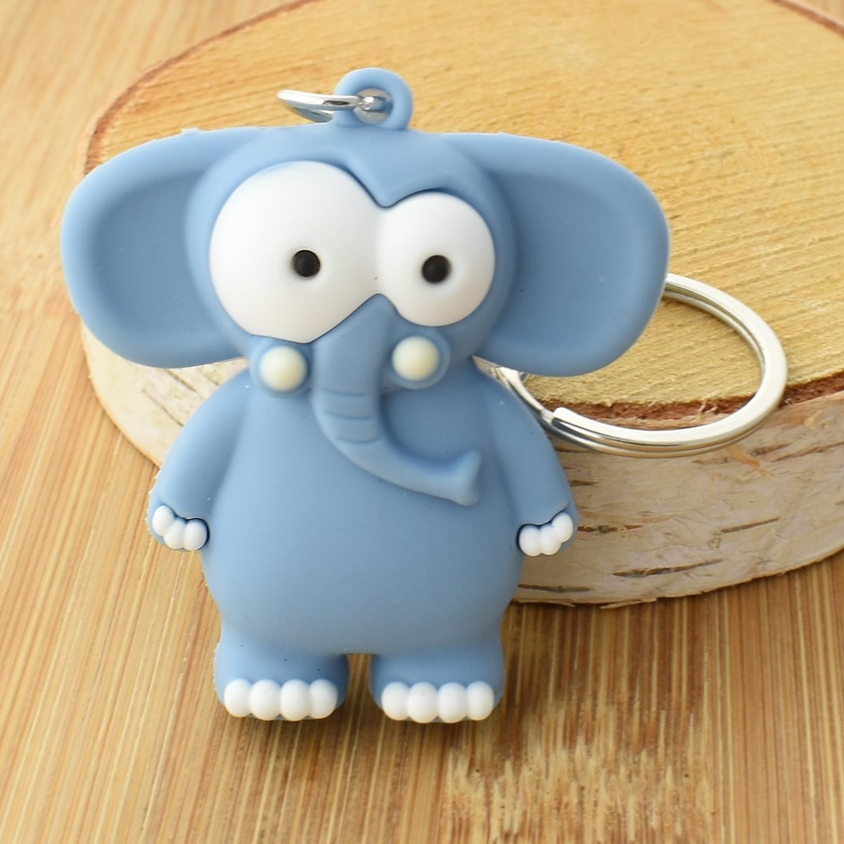 Porte-clés éléphant rigolo bleu en 3D - vue 3