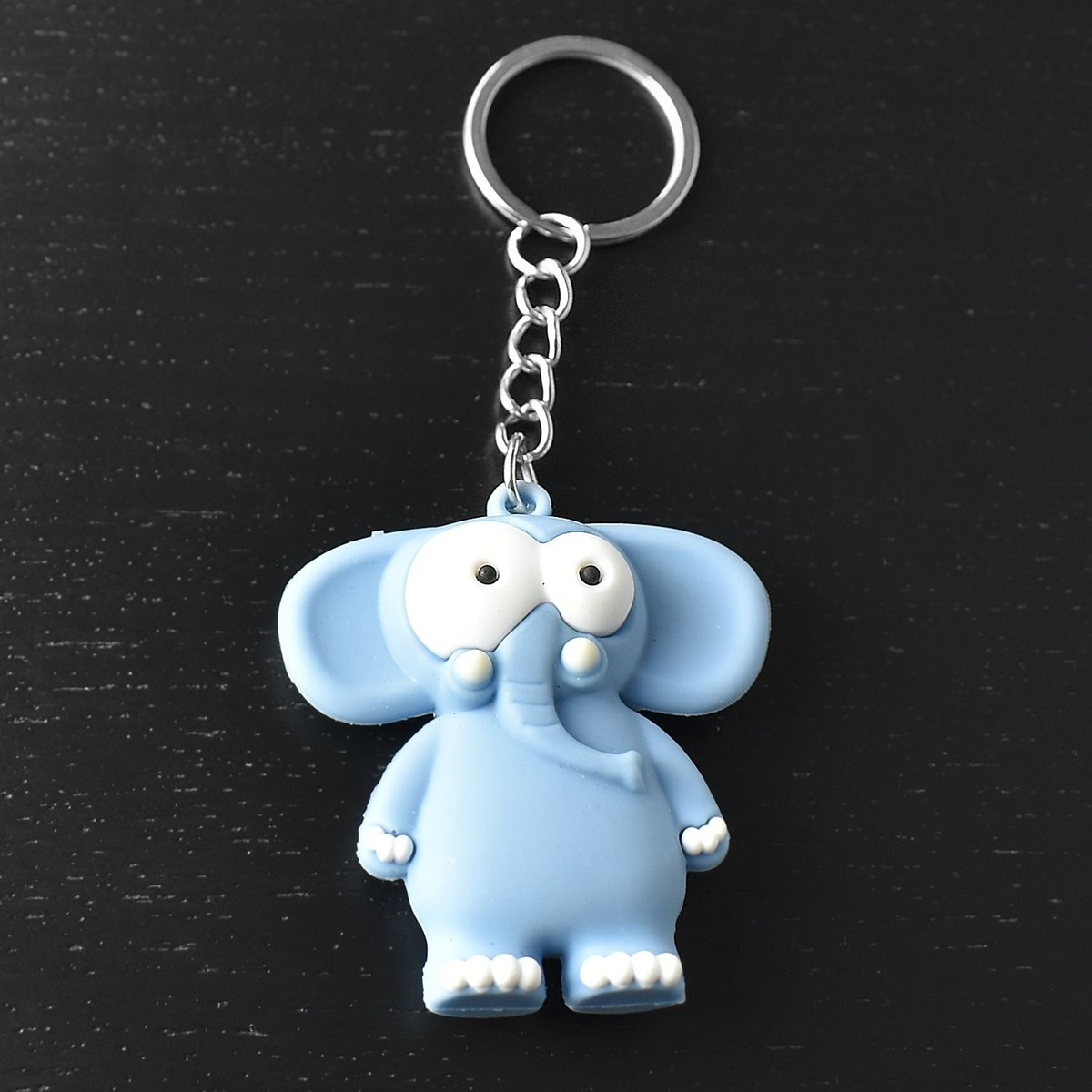 Porte-clés éléphant rigolo bleu en 3D - vue 4