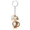 Porte-clés singe rigolo marron et blanc en 3D - vue V1