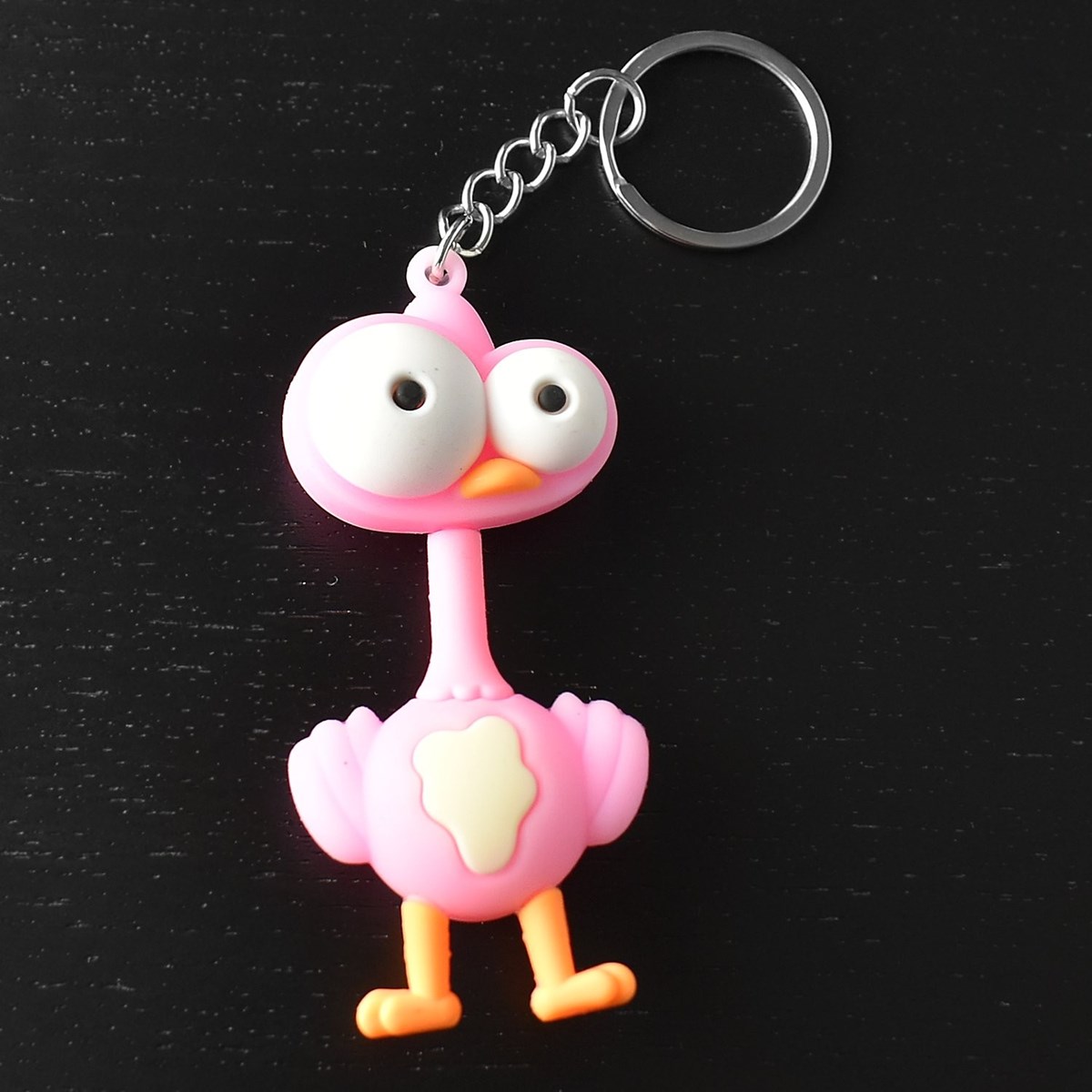 Porte-clés poule oiseau rigolo rose en 3D - vue 4