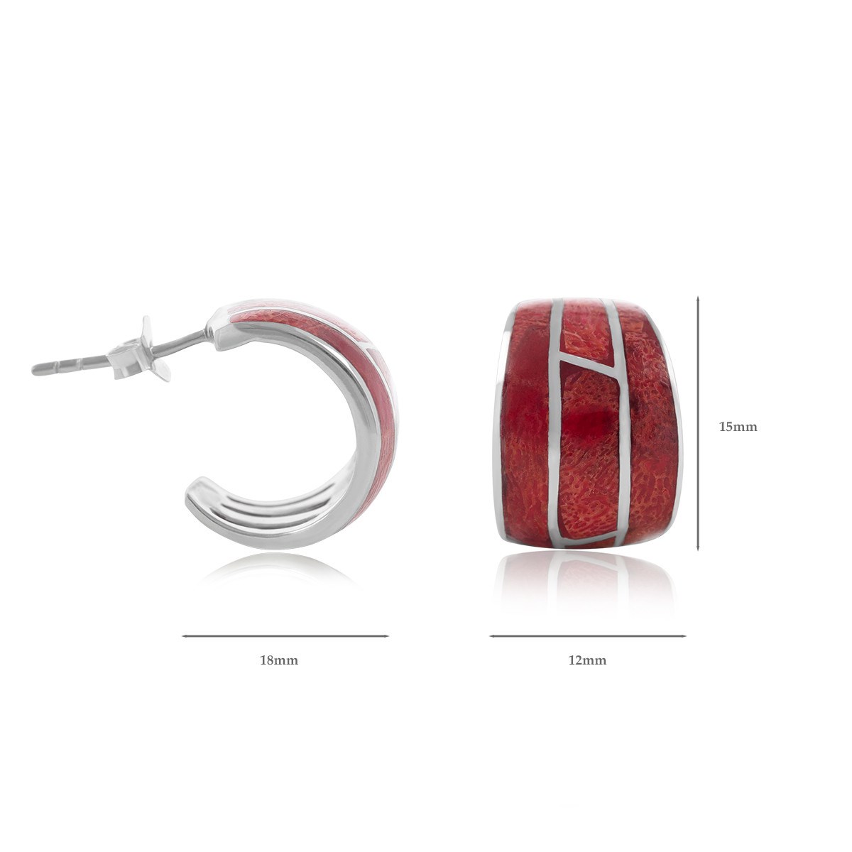 Boucles d'oreilles créoles ethniques corail en argent 925 : un bijou original et ethnique | Aden Boutique - vue 4