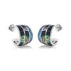 Boucles d'oreilles ADEN créoles ethniques nacre abalone sertie argent 925 - vue V1