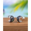 Boucles d'oreilles ADEN créoles ethniques nacre abalone sertie argent 925 - vue V2