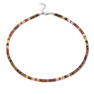 Collier Perles Heishi Pierres Naturelles oeil De Tigre Jaspe Rouge Aventurine Jaune